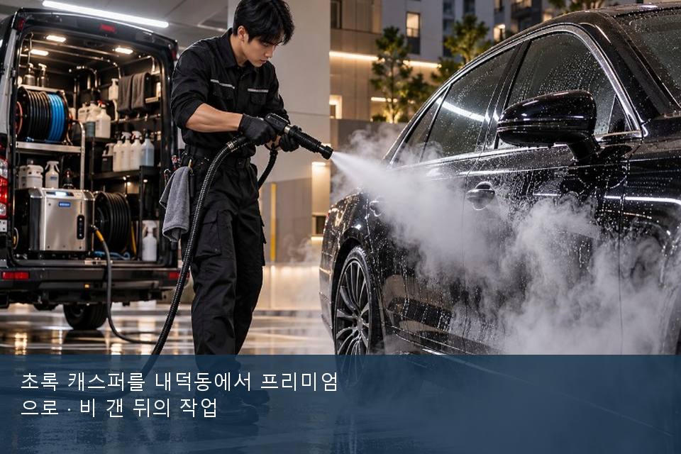 초록 캐스퍼를 내덕동에서 프리미엄으로 · 비 갠 뒤의 작업